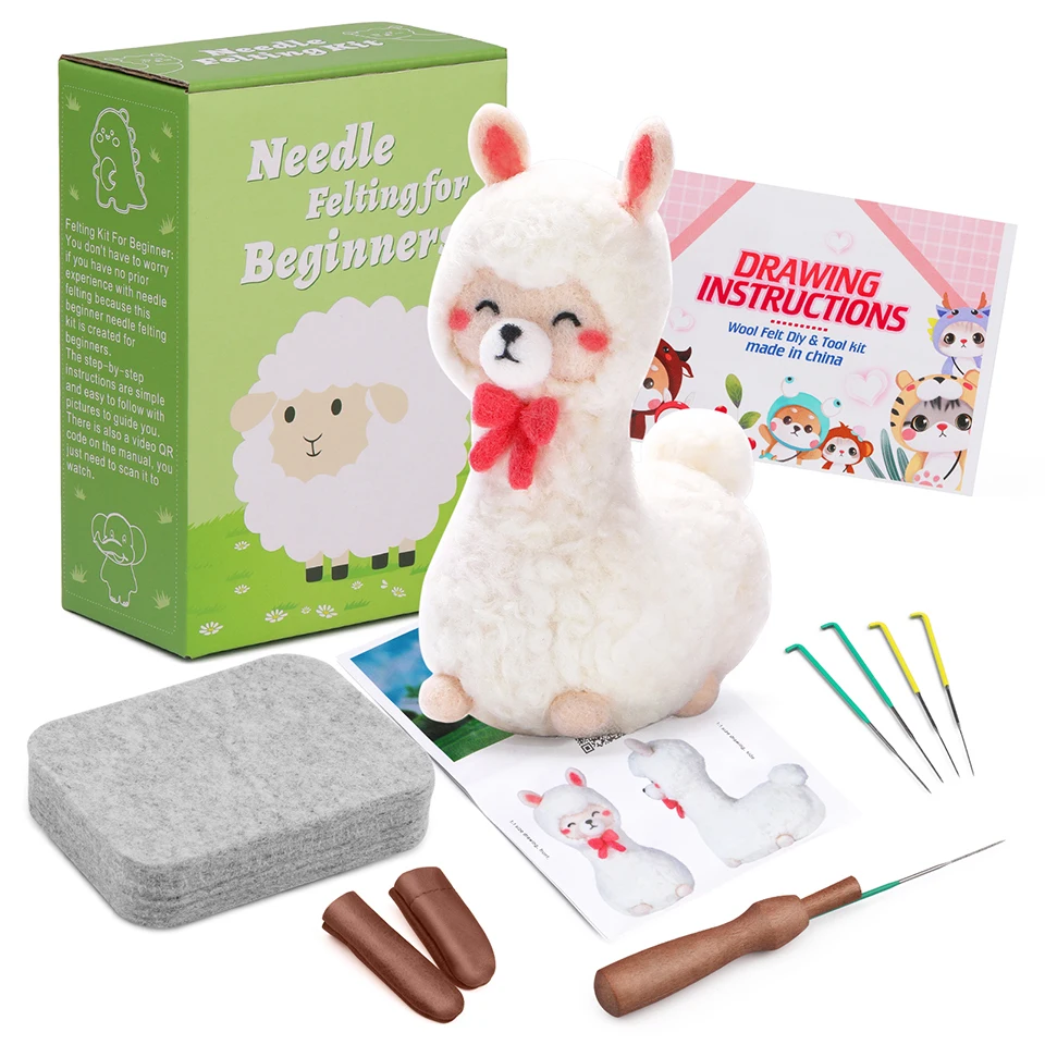 Needle felting kit wool felting kit needle felting painting kit BUDDUR Animal Wool Felting Kit With Felting Needles And Instructions Storage Box For DIY Handmade Craft Accessories Tools