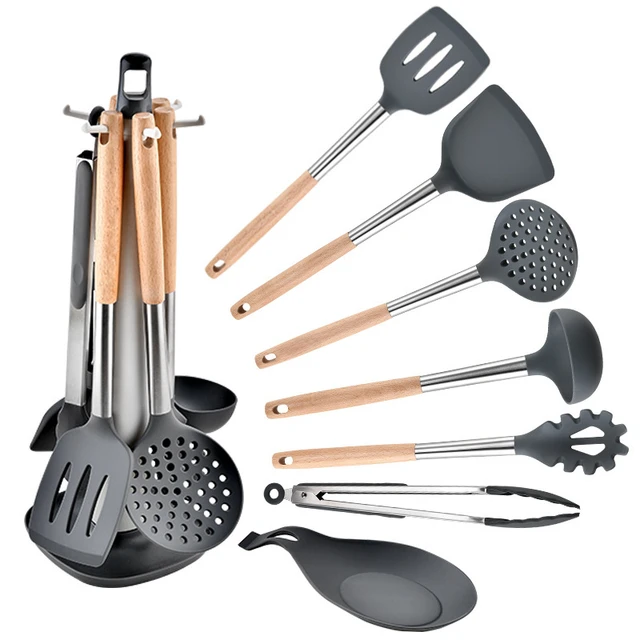 Heat Resistant Silicone Kitchenware Cooking Utensils Set with
