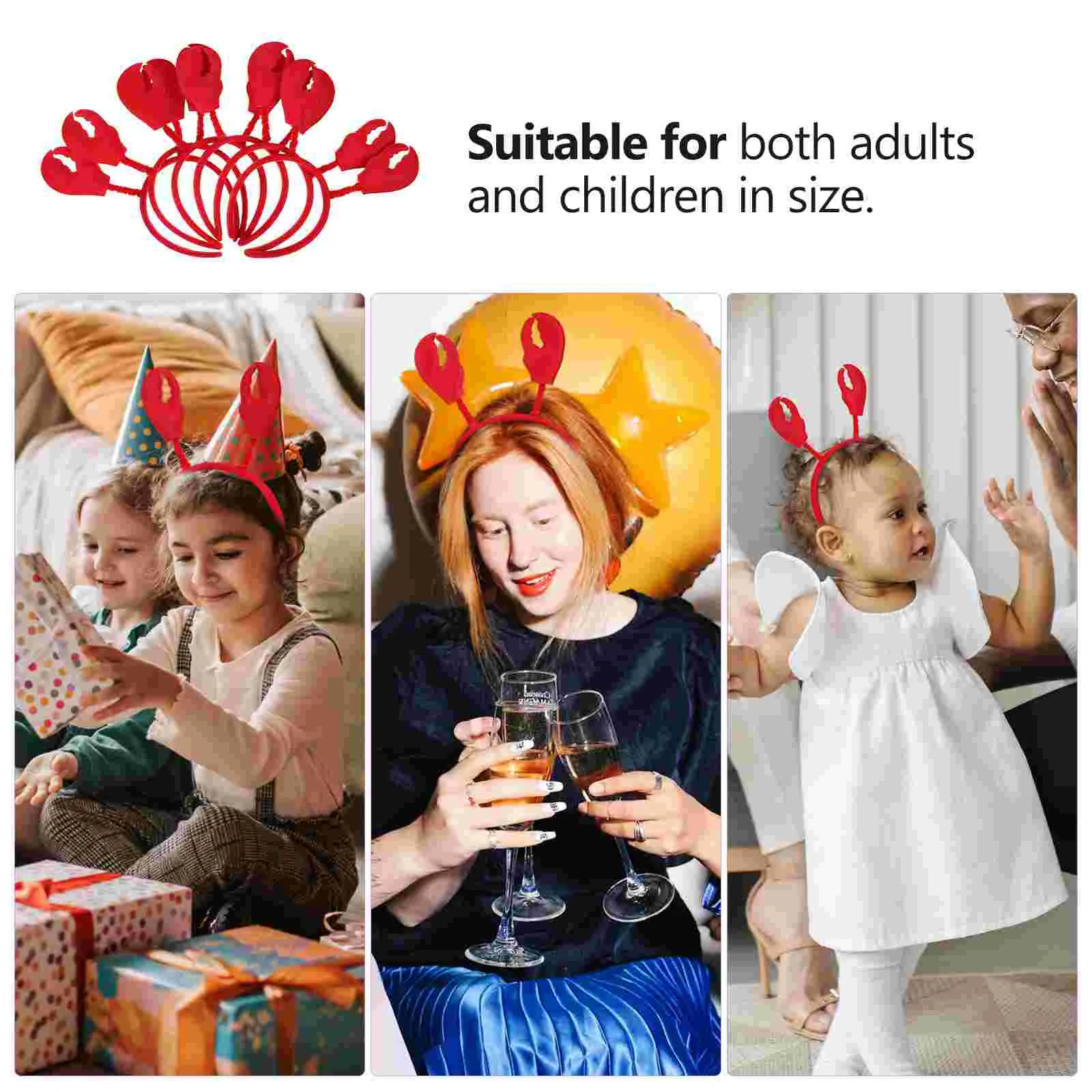 6 Pcs Lobster Party Decorations The Crab Birthday Makeup Headband Hair Toppers Women Accessories Child 3