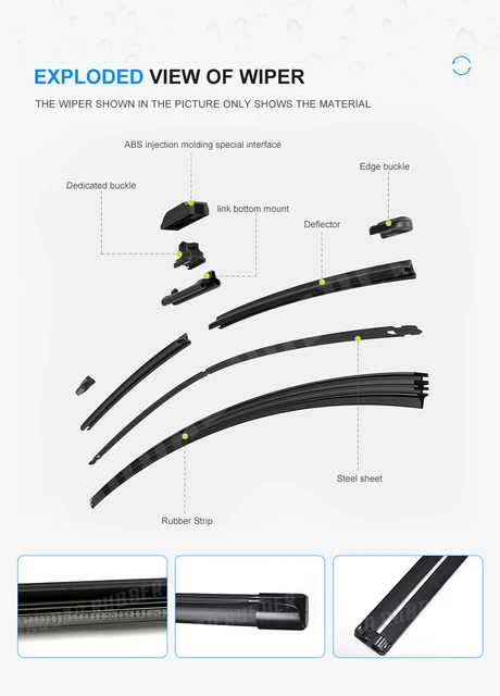 TANGLANGZ Wischer Vorne Hinten Wischer Blades Set Kit Für Mini Cooper S One  D Hatch R50 R53 2001-04 Windschutzscheibe Windschutz Hinten Fenster:  : Auto & Motorrad