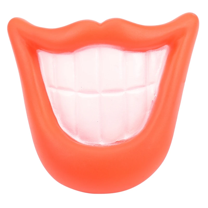Funny Pet Dog Puppy Chew Sound Squeaky Giggle Big Smile Lips & Teeth Play Toy Red 2
