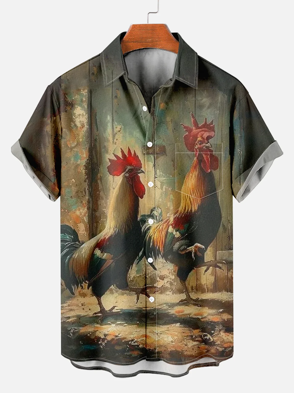 thumbnail image 1 of Camisa divertida e informal con estampado de gallo para correr para hombre, camisa de manga corta para hombre, camisa holgada de verano para playa, camisetas de gran tamaño para hombre para niños, 1 of 5