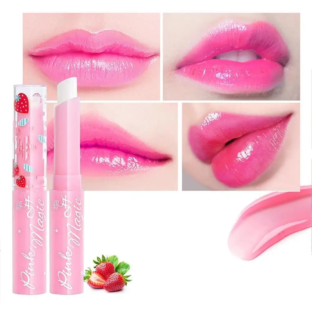 

1PC Magic Strawberry Temperature Changing Color Lipstick Moisturizer Waterproof Lip Cream Lipstick Maquillajes Para Mujer