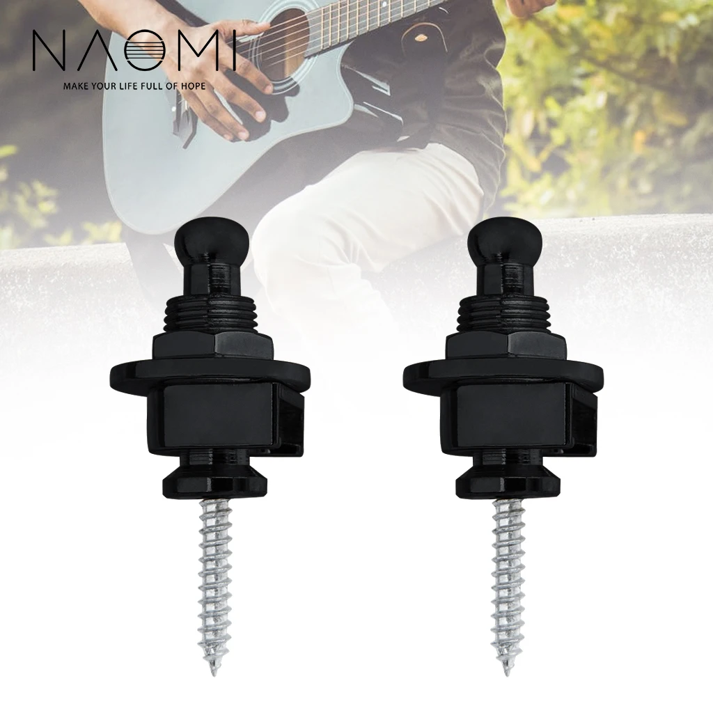 NAOMI 2pcs/set Professional Electric Guitar Bass Pins Strap Button Strap Lock Round Head Guitar Strap Locks Quick Release