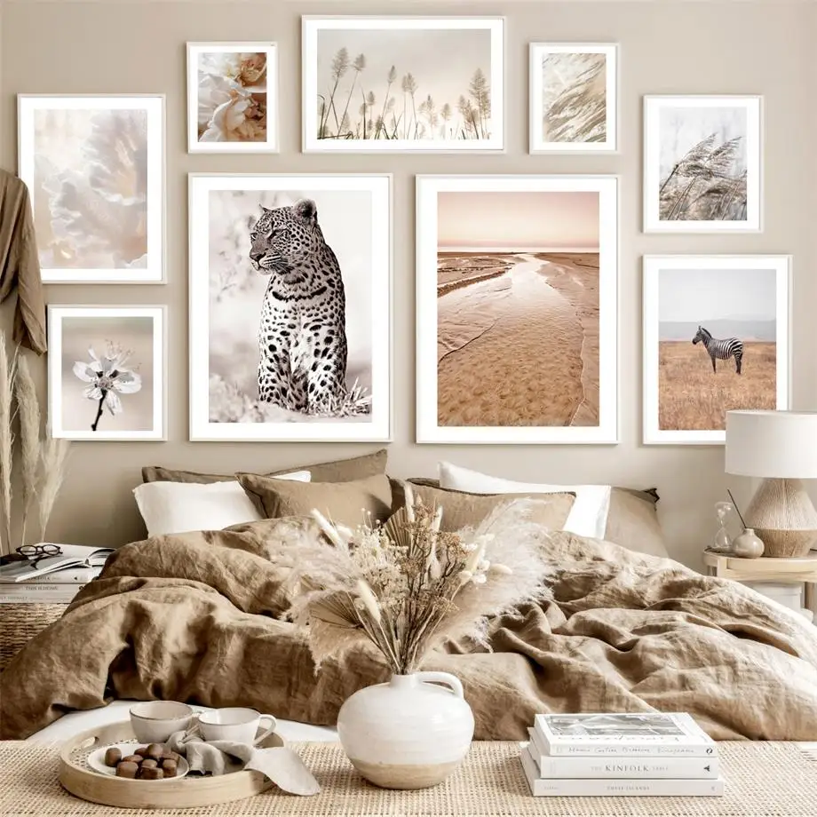 

Desert Leopard Zebra Reed Grass Flower Nordic Posters Wall Art Print Canvas Painting Landscape Pictures For Living Room Decor