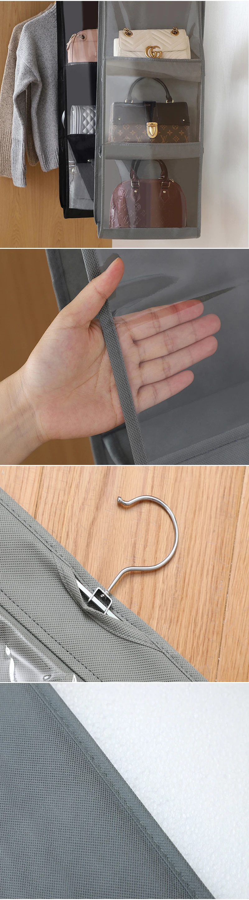 Description Picture 3 of itemHanging Storage Bag Bedroom Closet Foldable Waterproof Transparent Storage Dust Bag Sundry Shoe Bag with Hanger Pouch Storage