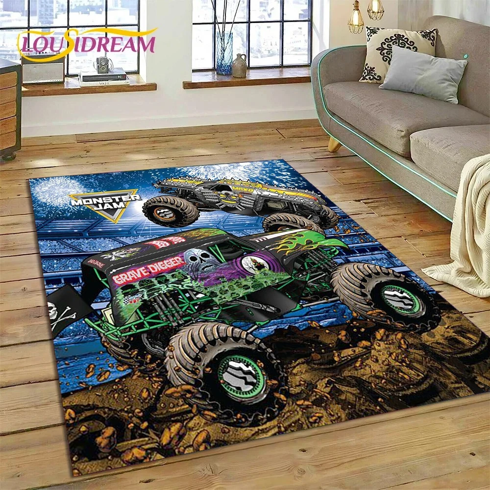 Monster Truck Monster Jam Cartoon Rug Carpet for Living Room