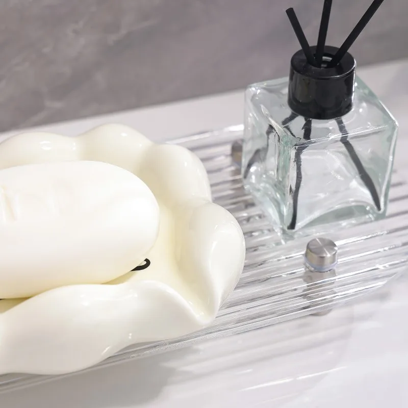 Creative Ceramic Draining Soap Box Light luxury solid color Cloud Shaped Soap Dishes Bathroom Kitchen Supplies, Storage Rack 1Pc