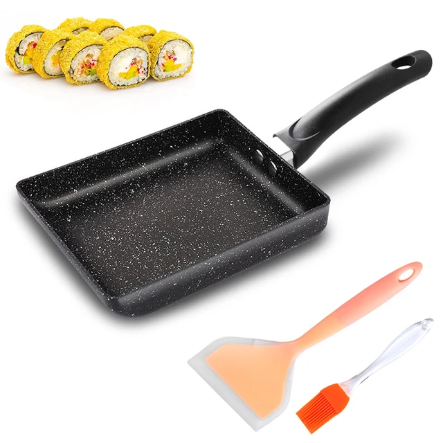 Fried Egg Pan Nonstick Japanese Omelette Tamagoyaki Frying Pan with Wooden  Cover Gas Stove and Induction Cooker Kitchen Cookware - AliExpress