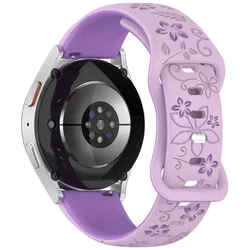 Cinturino in Silicone Inciso con Fiori Bicolore - Design Elegante con Fiori, Disponibile in 18/20/22mm