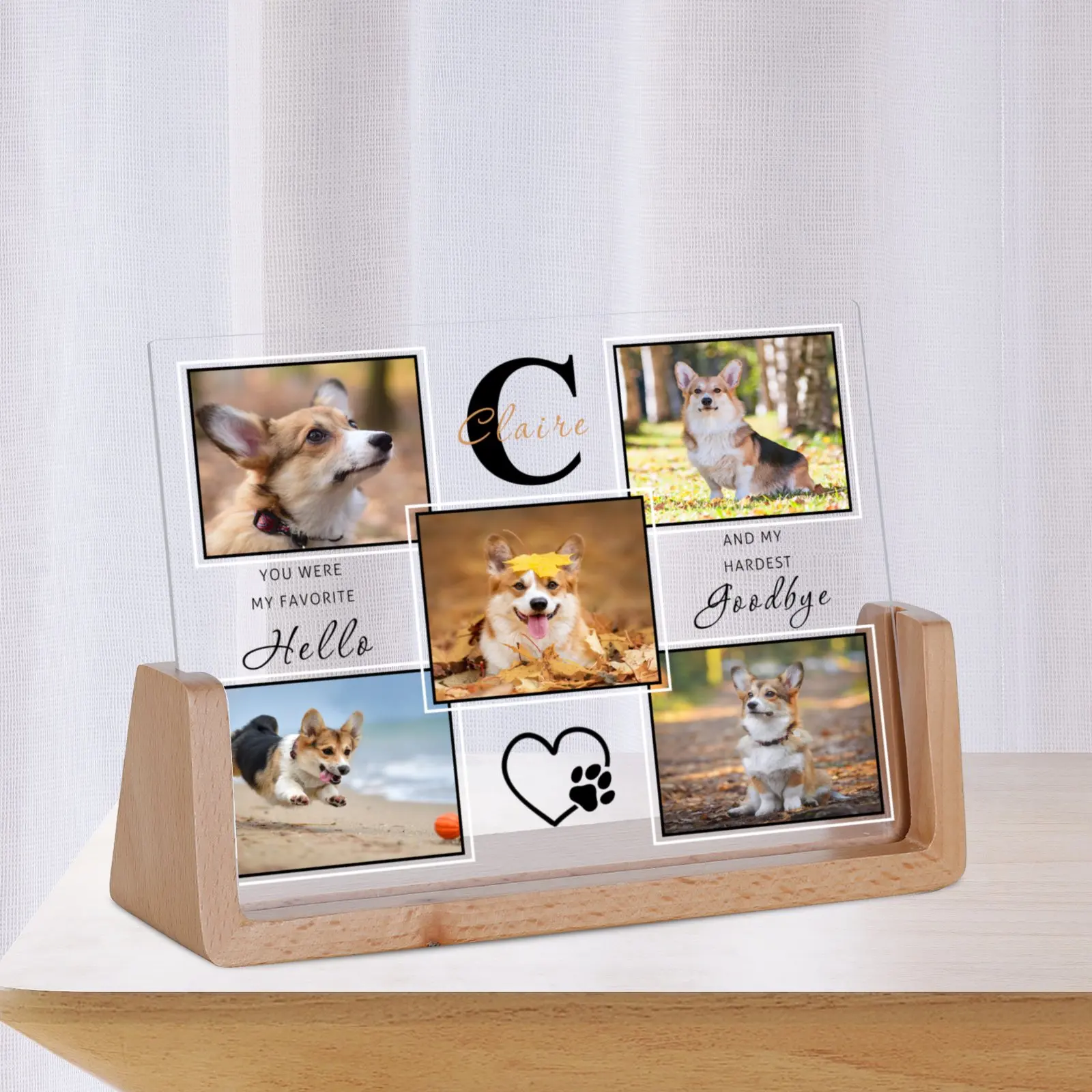 Personalizzato 5 Pet Photo Collage Frame Custom Dog Memorial Rustic Picture Frame Loss Bereavement Present For Pet Lover Dog Owner