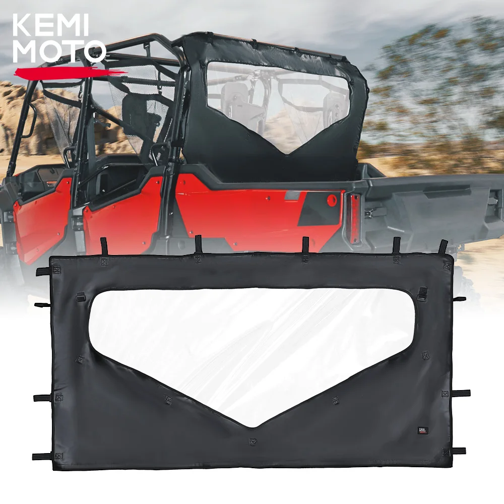 KEMIMOTO UTV Soft Rear Windshield Fabric Rear Panel 0SR95-HL8-211B for Honda Pioneer 1000-6 2023+ Black Roll Up/ Down Window driver window master switch for honda accord 35750 te0 a01 35750 te0 a32 35750 te0 a02 35750 te0 a41 dws1743 dws1677 1s14094