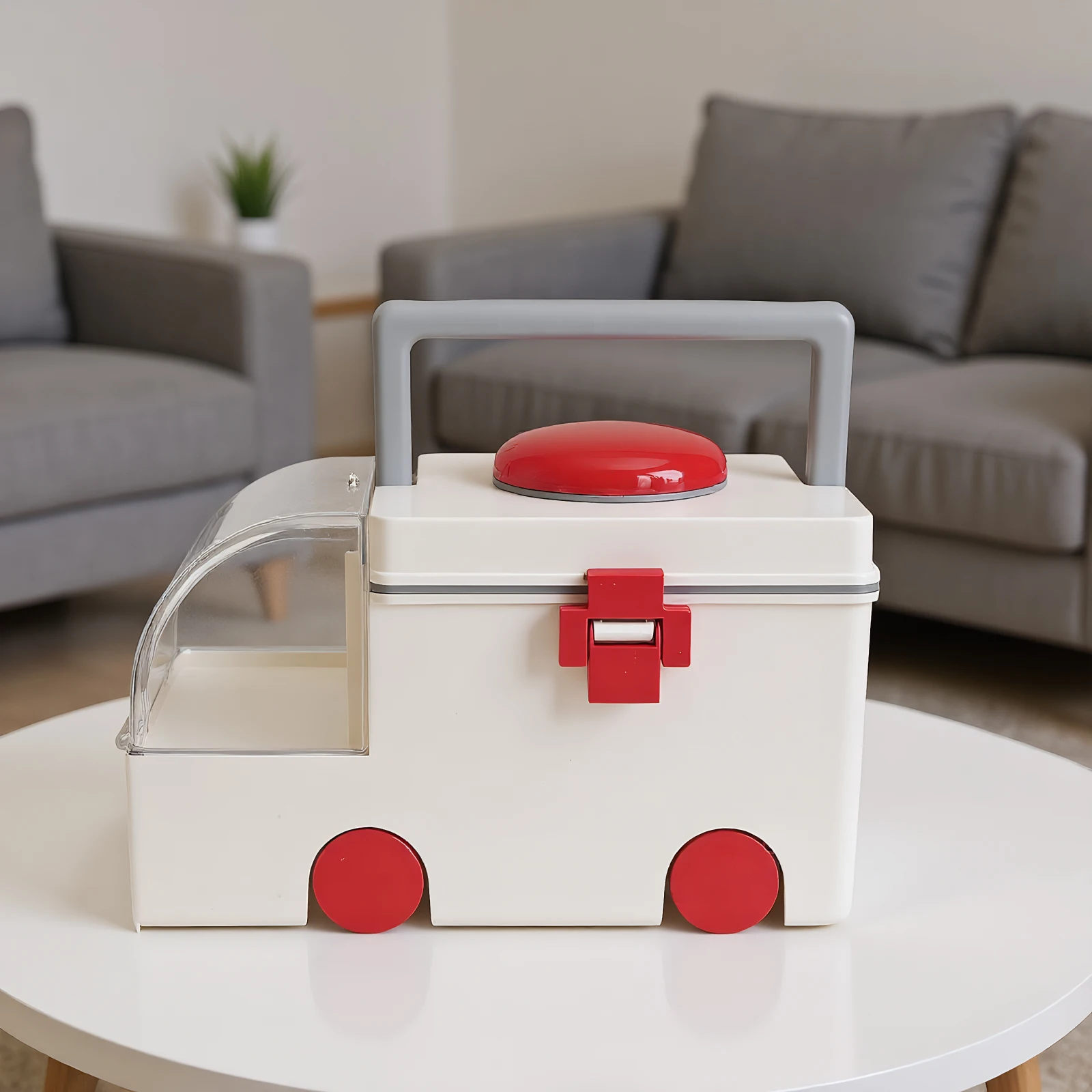 Car-Shaped Household Medicine Box Large Capacity Portable Storage Box Wear Resist Home Medicine Organizer for Room Decor