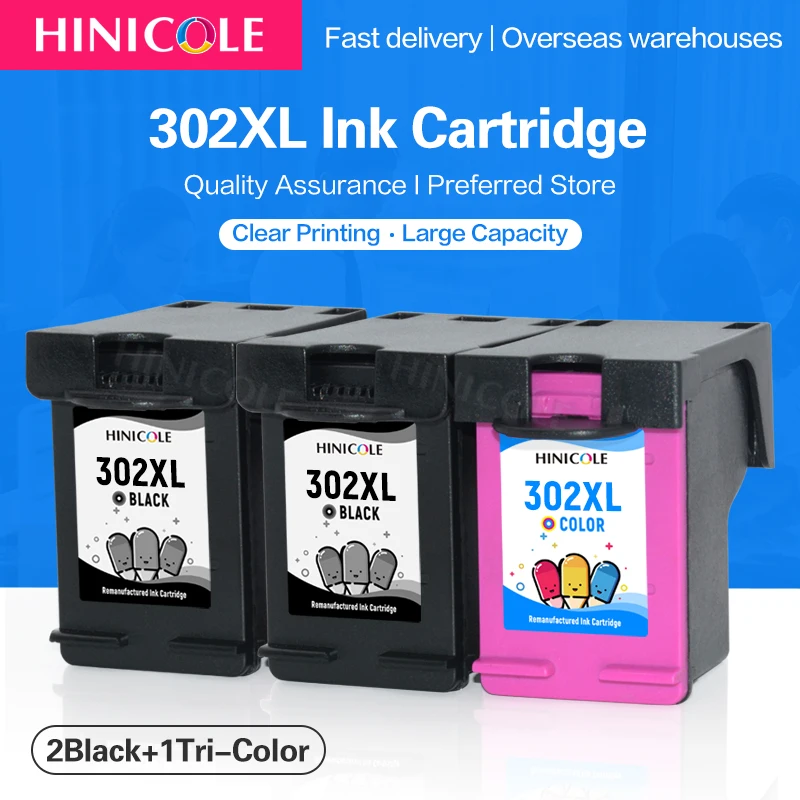 

HINICOLE 302XL Remanufactured Ink Cartridge For HP Deskjet 2130 2131 2132 2134 2136 3630 Envy 4510 4511 4512 4513 4516 Printer