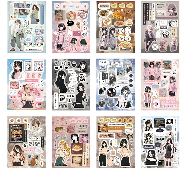 45 sheets/piece Retro Decorative Stickers Laptop Kpop Toploader Photocard Sticker Book Kids Gift School Stationery