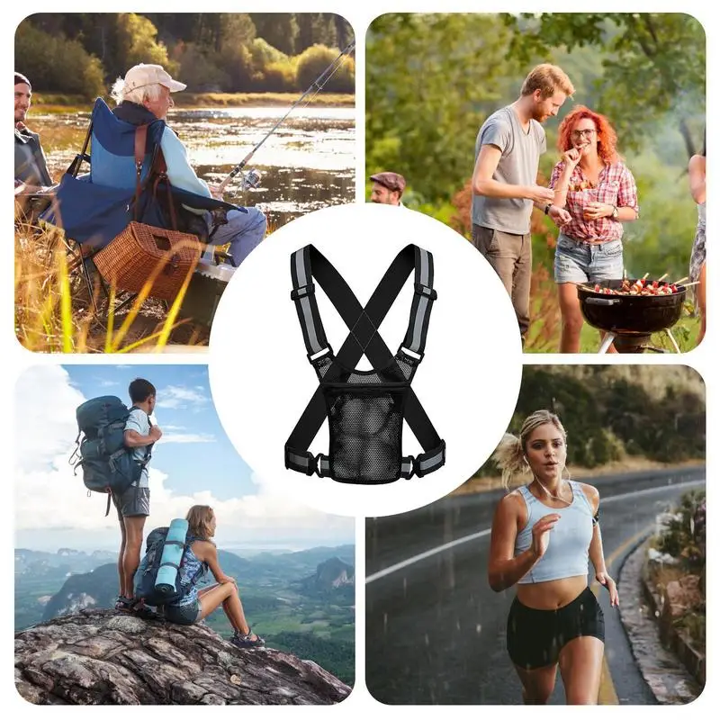 Running Safety Vest Adjustable Cycling Vest Lightweight Reflective With Phone Pocket Adjustable Reflective Running