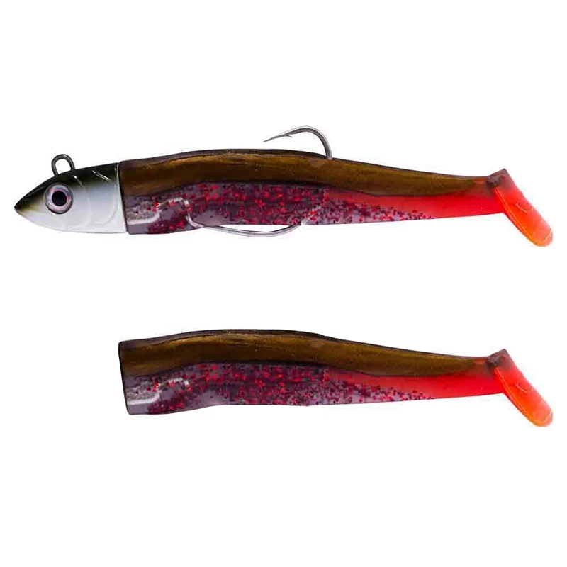 7g/12g/25g/40g/90g Black Minnow Jig Head Fishing Lures Soft Silicone Pike Bait Pre-assembled Lures Wobbler Swimbait