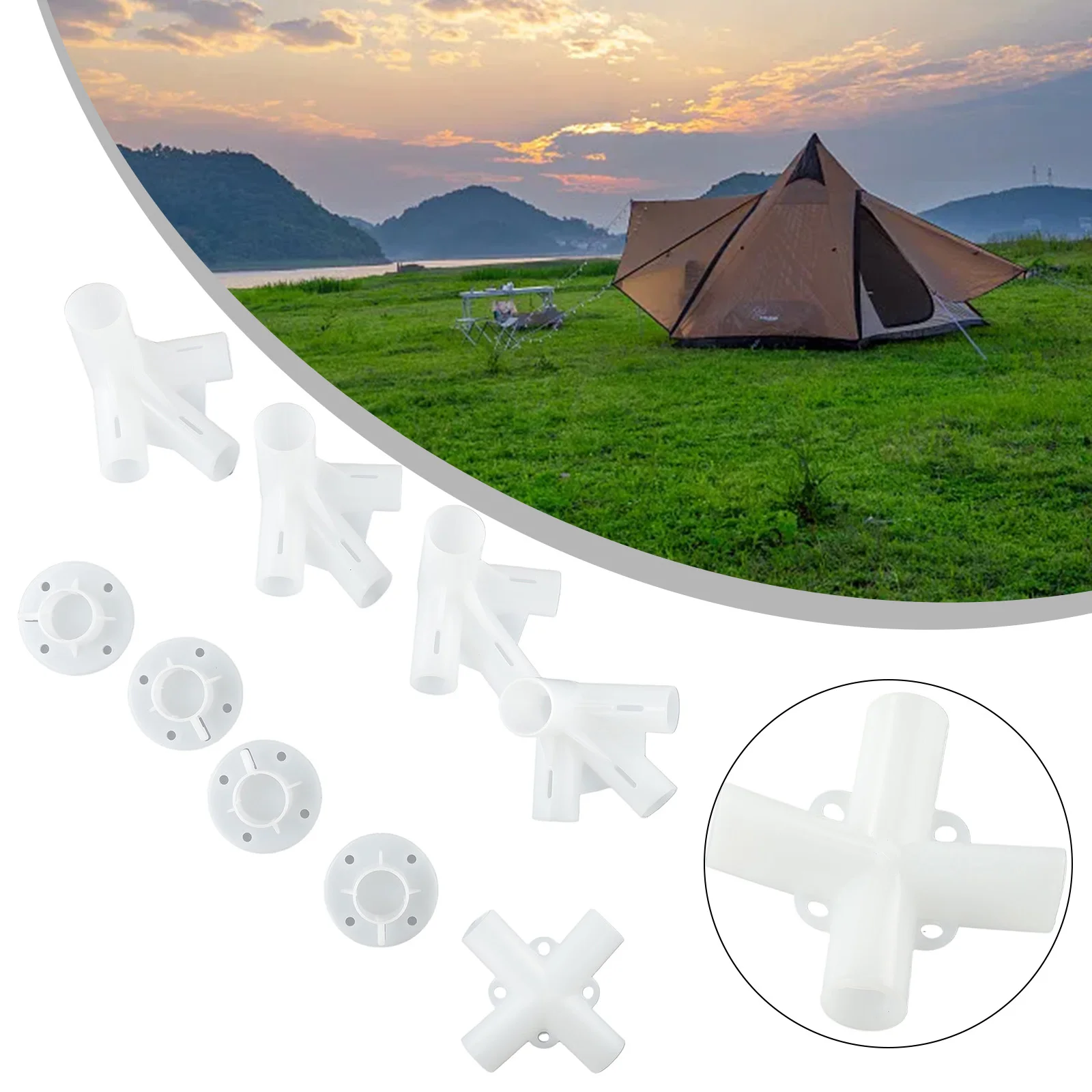 

9 Pcs/set Spare Parts Feet Corner Center Connector Degree Tee Connector PVC Pipe Fitting DIY Tent Fixed Fittings Hot！