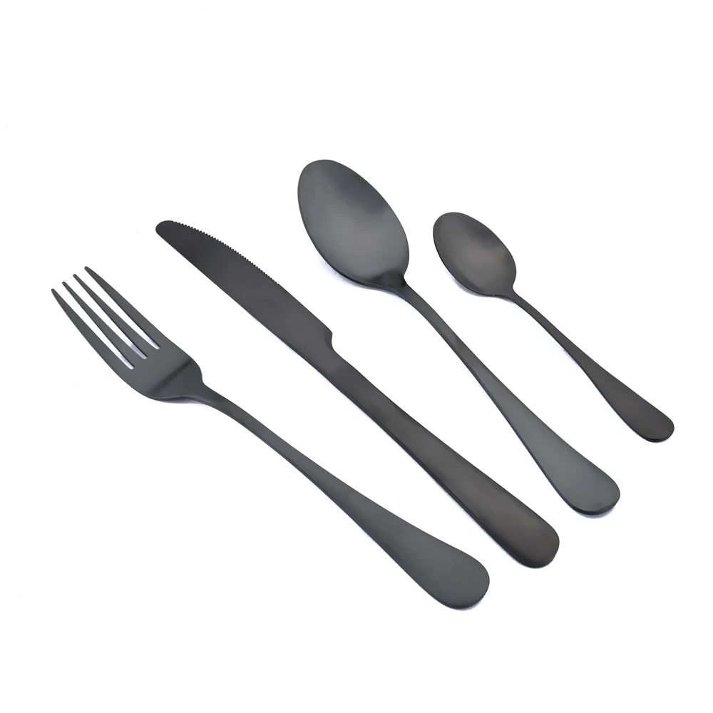 AJOYOUS 16/24pcs Black Cutlery Set 304 Stainless Steel Matte