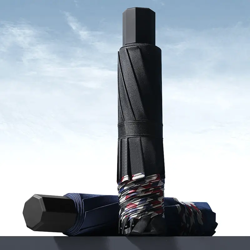Folding Umbrella Ten Bones Bumper Wind-resistant Rainproof Cloth Dualuse