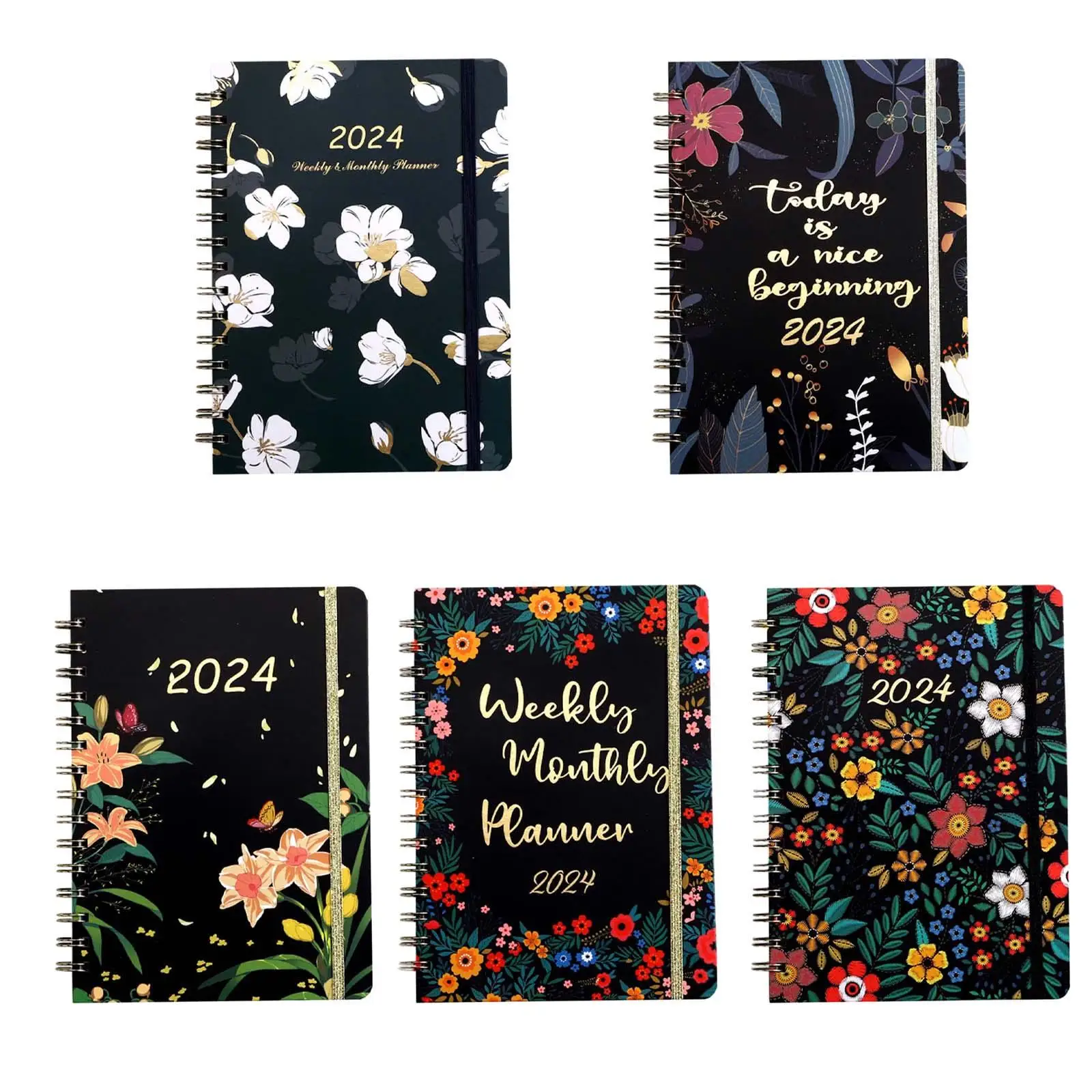 

2024 Planner Achieve Your Goals Wire Binding A5 New Year Journal Notebook Goals Journal for Home Office Business New Year Gifts