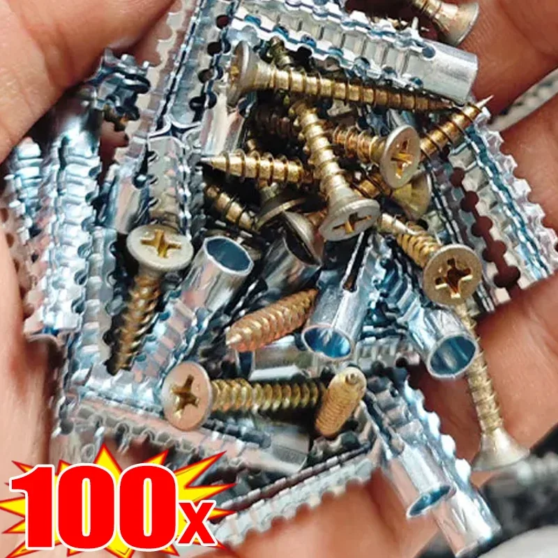Steel Wall Anchor Serrated Steel Wall Anchors Metal Expansion Tube Pipe Self Tapping Screw Drilling Plug for Concrete Wall Fasteners Bolt Anchors