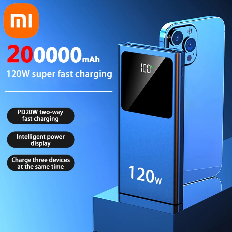 

Внешний аккумулятор Xiaomi 200000 мАч, супер большая емкость 120 Вт, супер быстрая зарядка, портативная Внешняя батарея, аксессуары