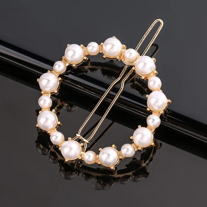 New Fashion Metal Love Heart Hair Clip Elegant Pearl Round Barrette for Women Girls Sweet Hairpins Barrettes Hair Accessories head wrap for women