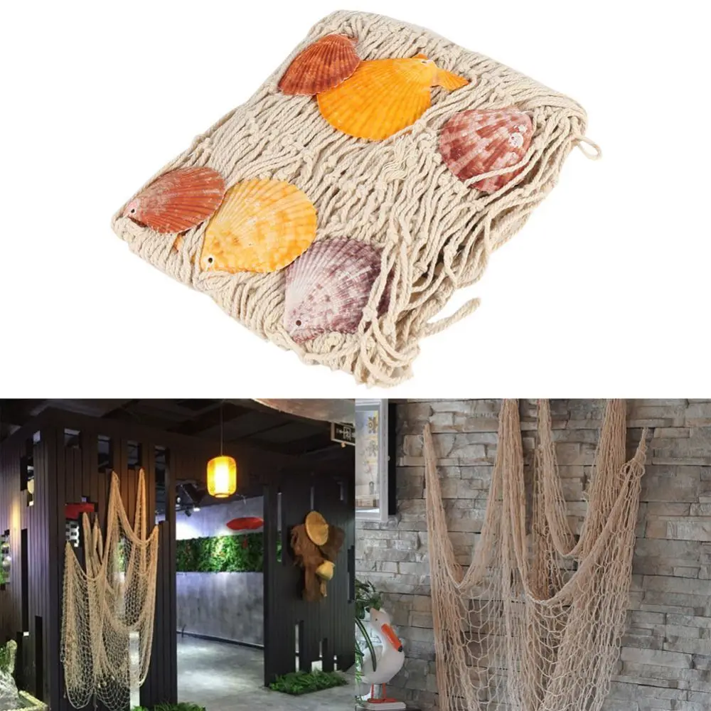 

Background Wall Starfish Hanging Ornaments Sea Shell Decorative Fishing Net Shell Nets Home Wall Decor Mediterranean Style