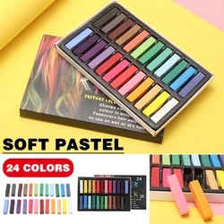 Crayons de peinture Pastel doux, 24 couleurs/ensemble, dessin artistique, coloration des cheveux, facile à nettoyer, fournitures de papeterie artistique pour étudiants 