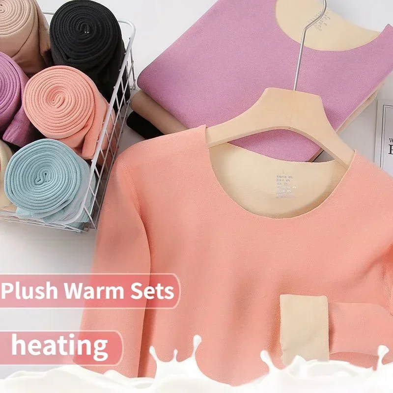 German Velvet Thermal Underwear Sets Women Seamless Warm Plus Fleece Thickening Suit Long Autumn Clothes Long Pants Johns