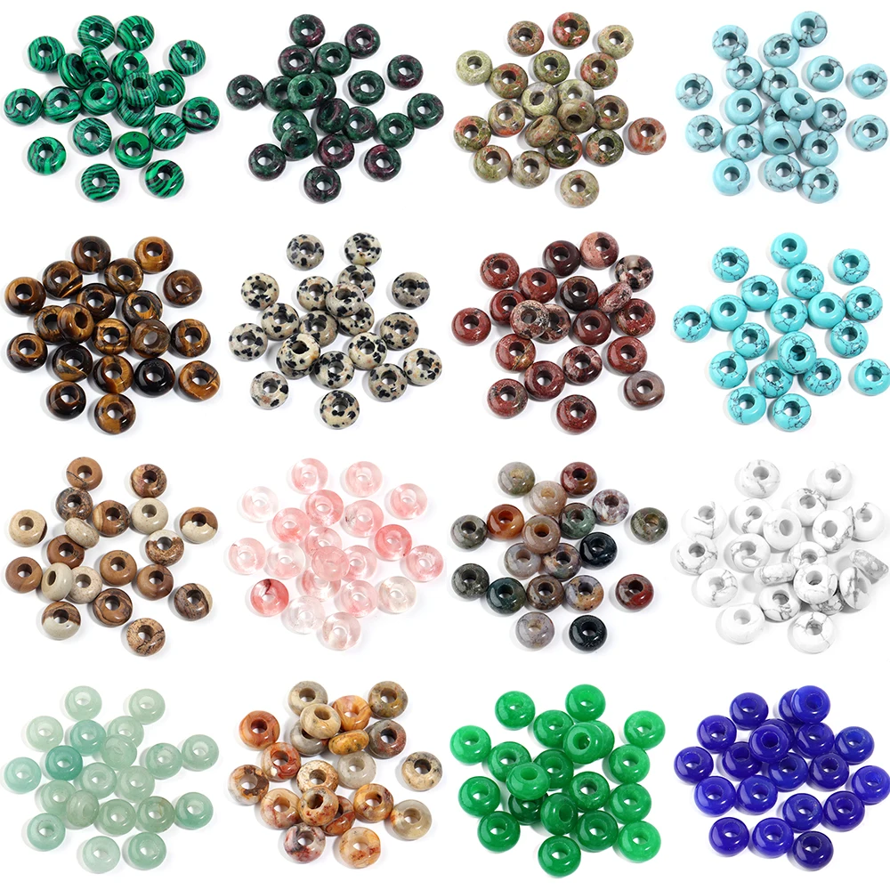 10 teile/los 10X5mm Naturstein Großes Loch Perlen Abacus Form Großes Loch Anhänger Lose Perlen für Schmuck Machen DIY Zubehör – Detail 7