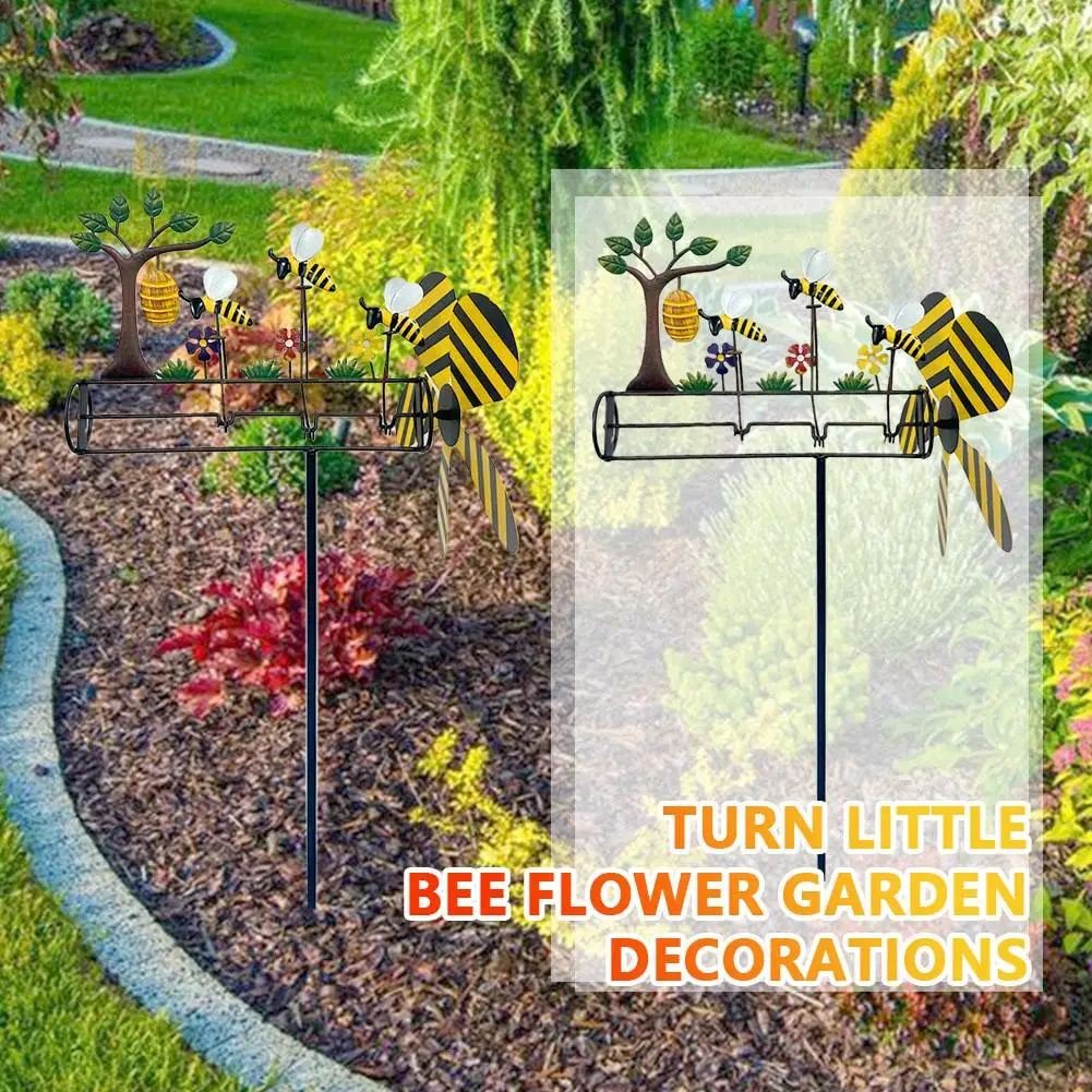 

Cute Turn Little Bee Flower Sculpture Figure Garden Resin Garden Ornaments Outdoor Decoration Wedding Home Decoration plug-in