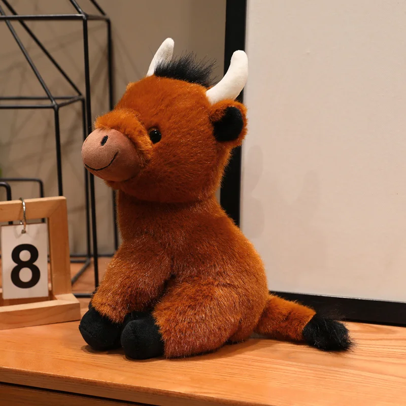 27cm Cute Highland Cow Plush Toys Stuffed Animal Toy Dolls Simulation Long Hair Cow Plush for Kids Birthday Gift Home Decoration