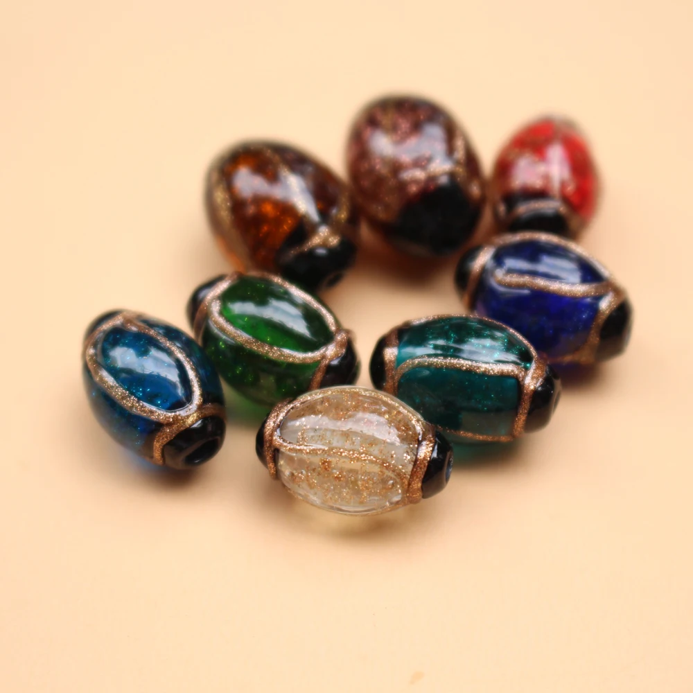 

Hanmade Glass Bead Oval Lampwork Beads Red Clear Multi-color For Jewelry Making Supplies Bracelet Necklace Materials Sieraden