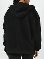 Sweat à capuche pour femme – Cozy marron zippé avec imprimé blanc, sweat-shirt décontracté à manches longues, épaules tombantes, coupe décontractée, hiver W 4