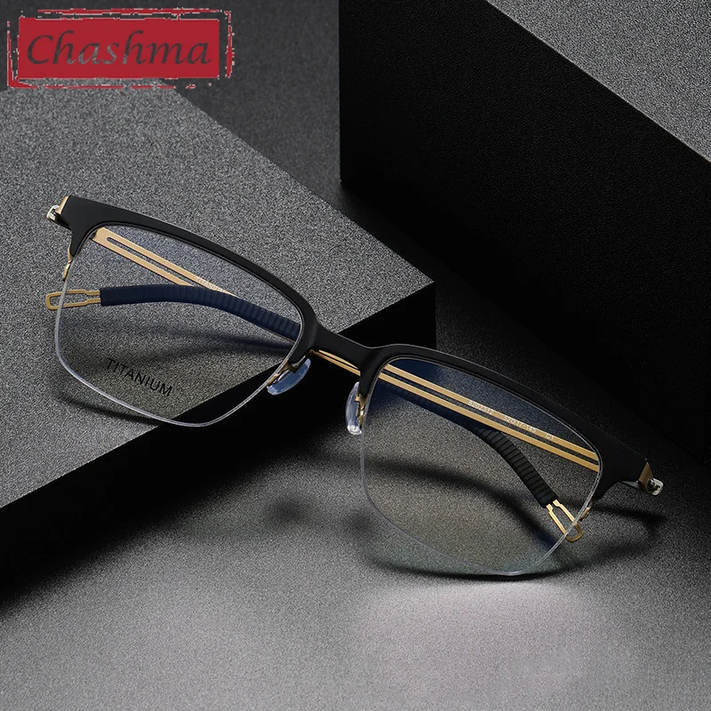 

Chashma High End Eyewear Titanium Plate Square Optical Prescription Glasses Frames Men Spectacles for Recipe Lenses for Women