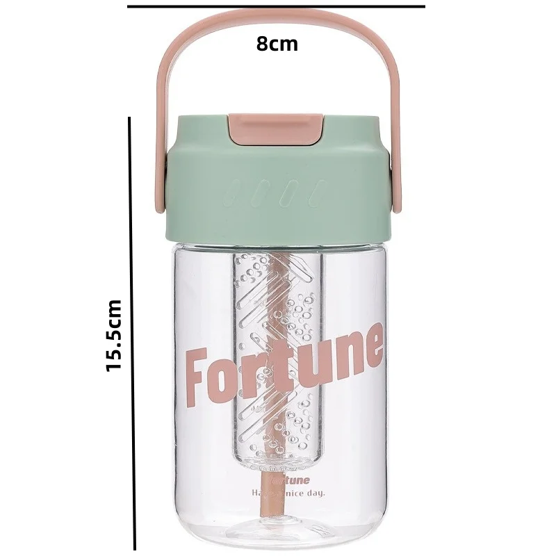 대용량 빨대 물컵, 스포츠 물병, 고가 야외 캠핑 식수 도구, 카와이 여름 물컵, 600ml, 1 개