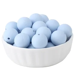 Assorted Silicone Beads for Jewelry Crafting and DIY Accessories (Pastel Blue)