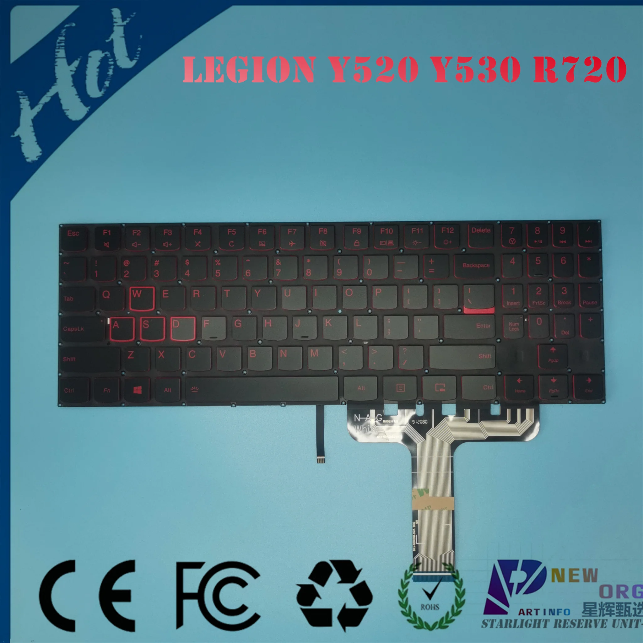 Teclado para Notebook para Lenovo Legion Eua ui Reino Unido gb Cf-e ne nd Y520 Y52015ikb Y720 Y720-15ikb Series Vermelho Sn20m27446