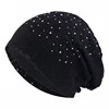Winter Hats For Women Men Lace Rhinestone Breathable Turban Hat Windproof Warm Cap Female Beanie Hip Hop Bone Gorro Ponytail Hat 3