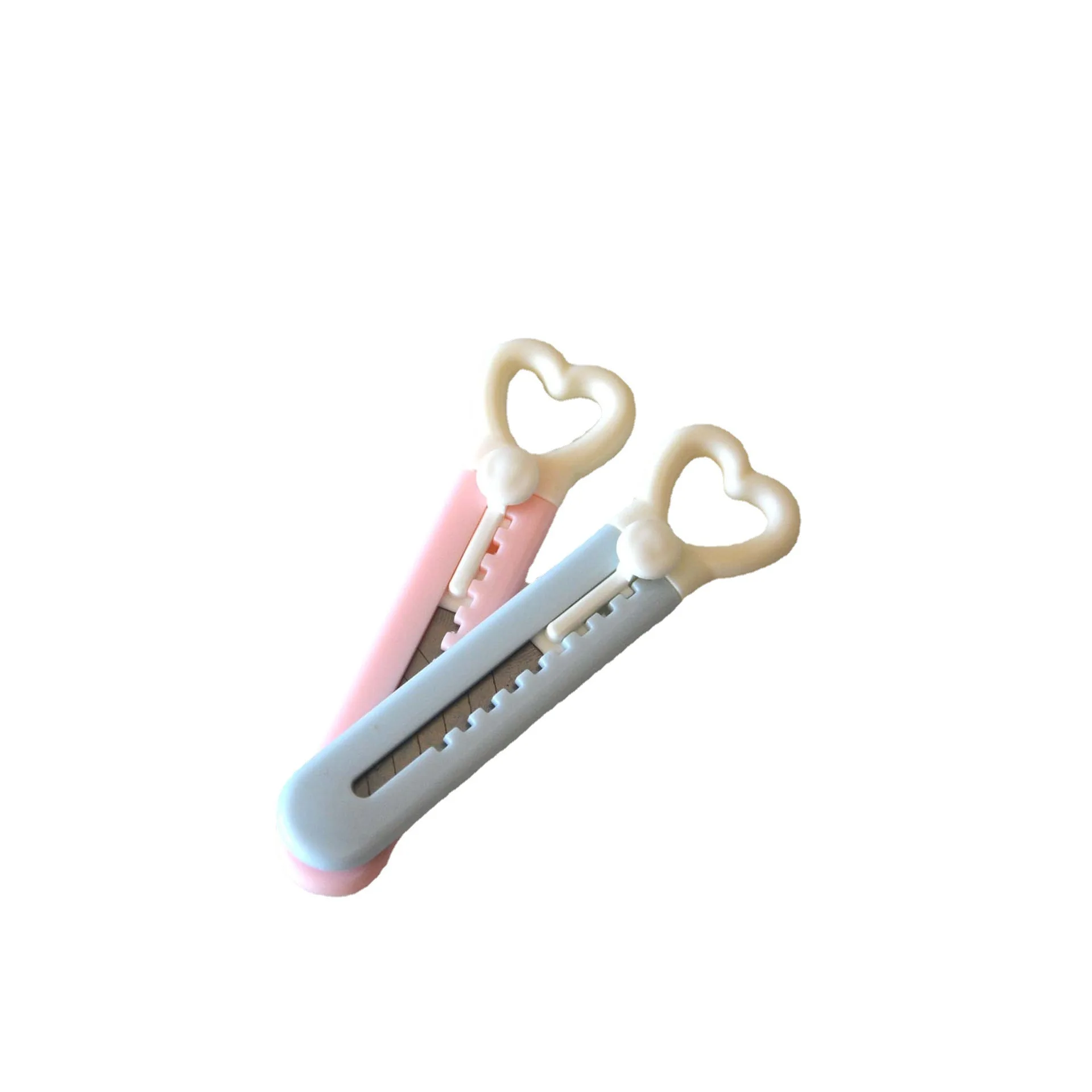 10cm Kawaii mini pocket love heart art utility knife express box knife paper cutter craft wrapping refillable blade stationery utility knife paper cutter unboxing knife pocket folding knife