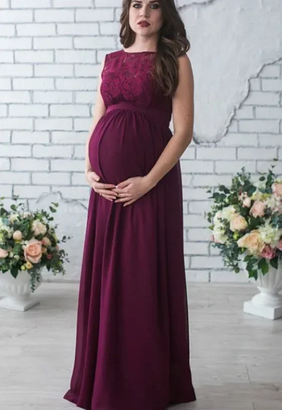 Maxi Maternity Gown Clothes For Photo Shoot Lace Long Maternity Photography Props Pregnancy Dress Elegant Pregnant Women Dresses (2)