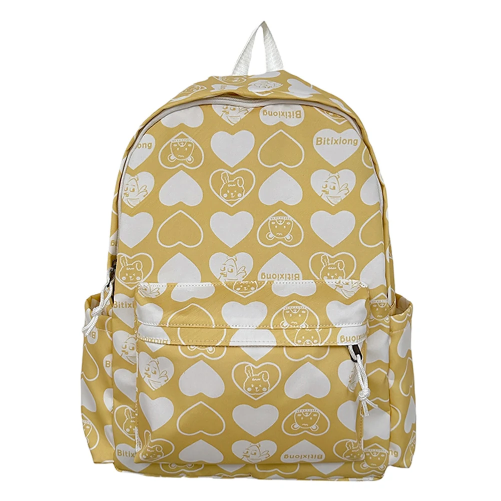 Nylon Heart Pattern School Backpack for Students