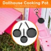 1/12 Scale 3pcs Dollhouse Miniature Metal Frying Pans Cooking Pot Cookware Kitchen Accessory Black 5