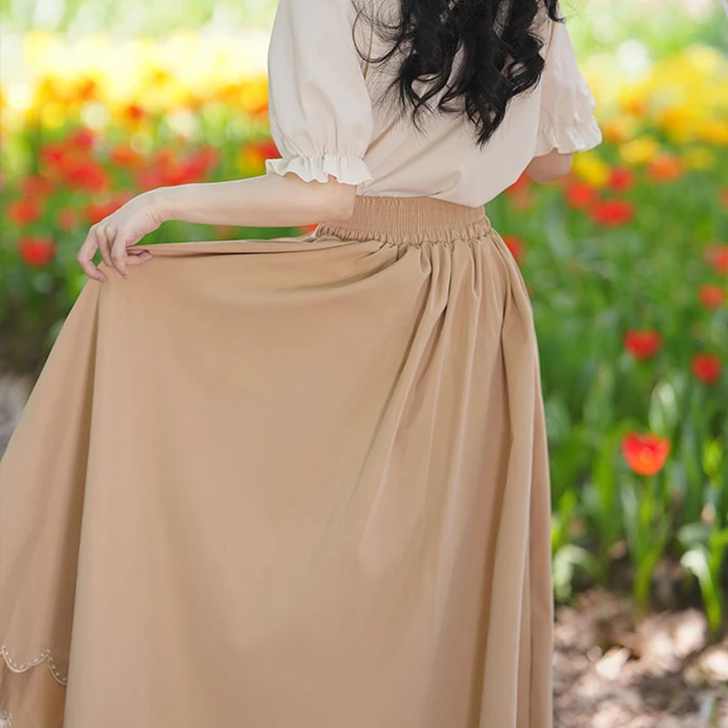 スカート MONOHA : 25SS / Lace band long skirt (2colors) Lace band long skirt (white / black) : MONOHA