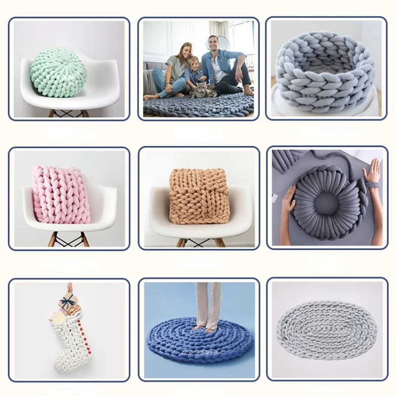 1KG Thick Super Bulky Chunky Yarn for Hand Knitting Crochet Soft Big Cotton Arm Knitting Roving Spinning Yarn for DIY Blanket 3