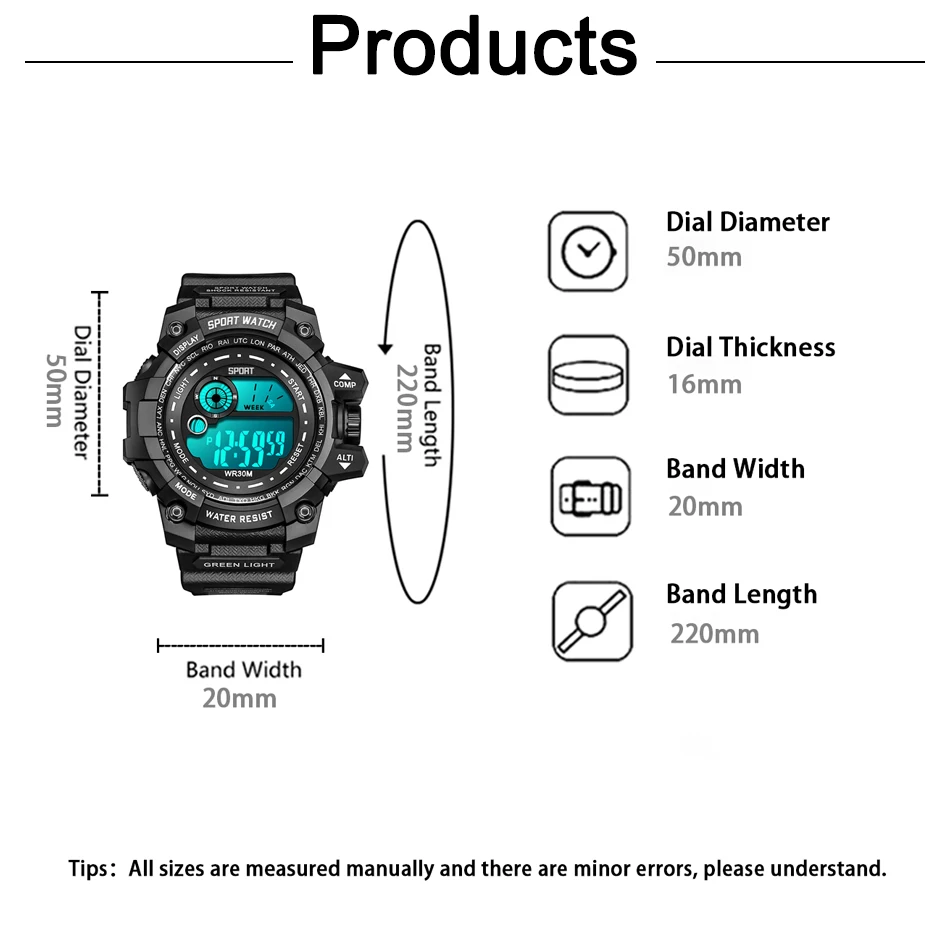 Orologio digitale sportivo per uomo - Vista laterale