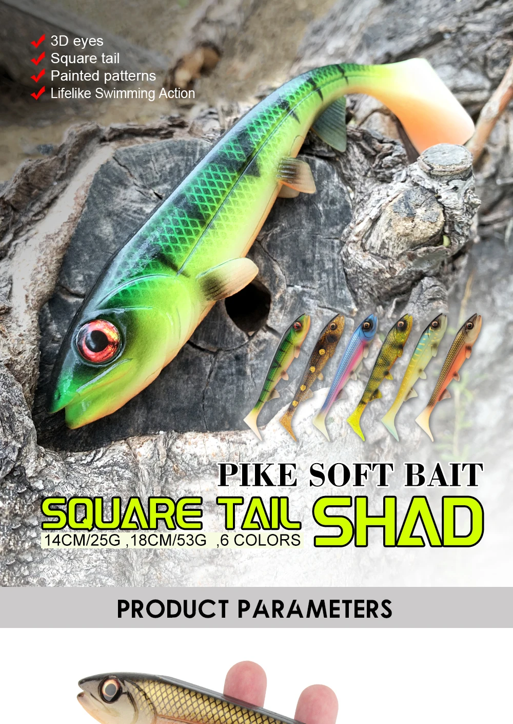 Spinpoler 14cm/18cm Shad Pike Lure Swimbait Square Tail For Pike Perch  Catfish Zander Soft Artificial Bait Big Game Fishing Gear - AliExpress