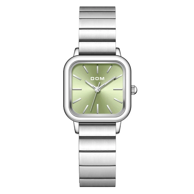Dom brand Goddess Watch quartz watch Fashion Light luxury steel belt waterproof watch green Simple G-1721D-3M